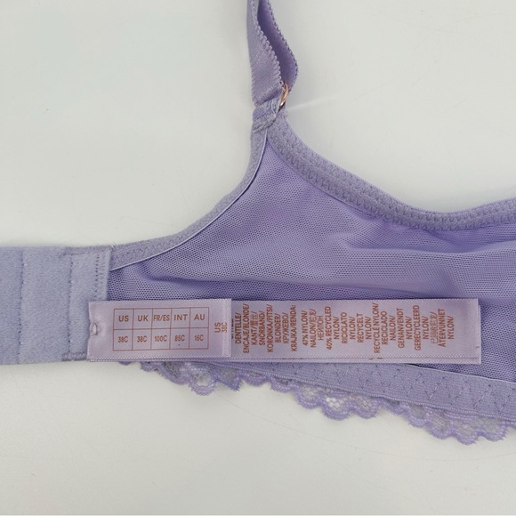 NWT Savage x Fenty Lavender Purple Lace Overlay Underwire Unlined Bra Size 38C - Picture 11 of 14